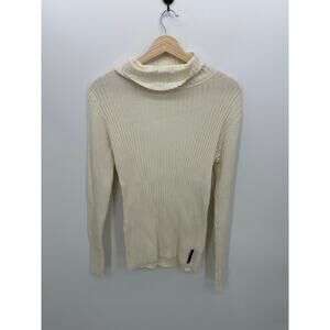 RuffHewn Womens Cream Ribbed Turtleneck Sweater Sz XL Cotton Minimal Casual